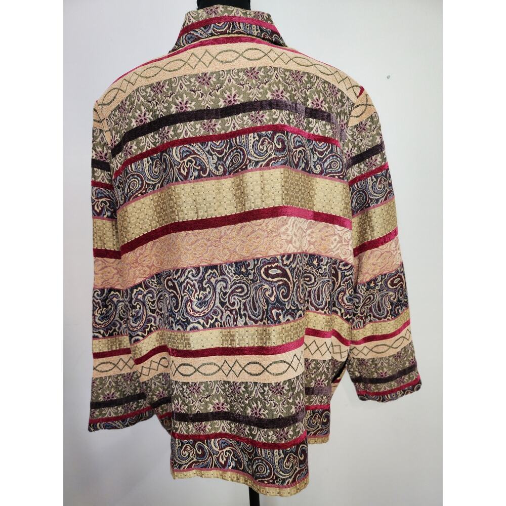 Alfred Dunner Women's Size 20W Multicolor Paisley Button Up Collared Blazer - Picture 2 of 6